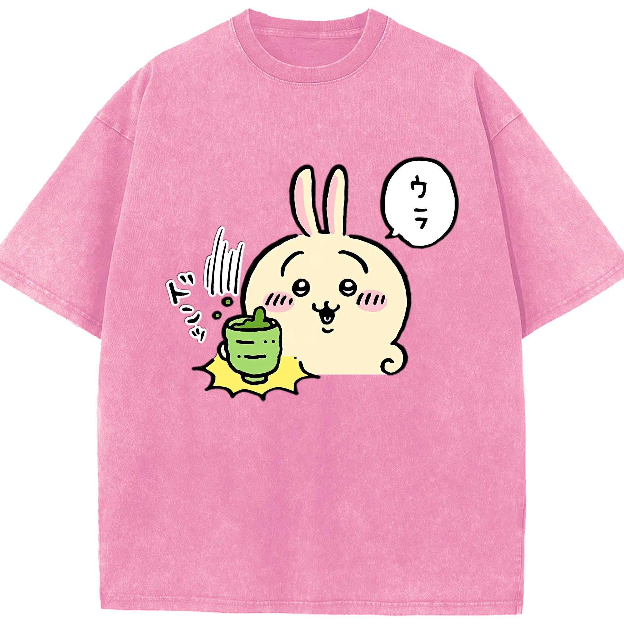 （画像用） ちいかわ うさぎ Chii-kawa usagi 綿100% ヴィンテージ風 半袖Tシャツ（フロントプリント）